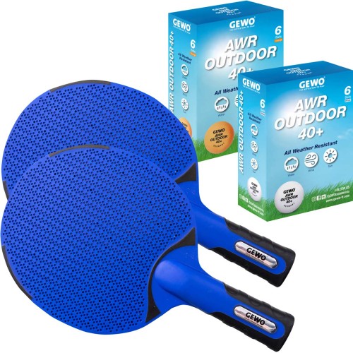 Набор GEWO для улицы: 2 ракетки Outdoor + 2 упаковки мячей AWR Outdoor (4 предмета)